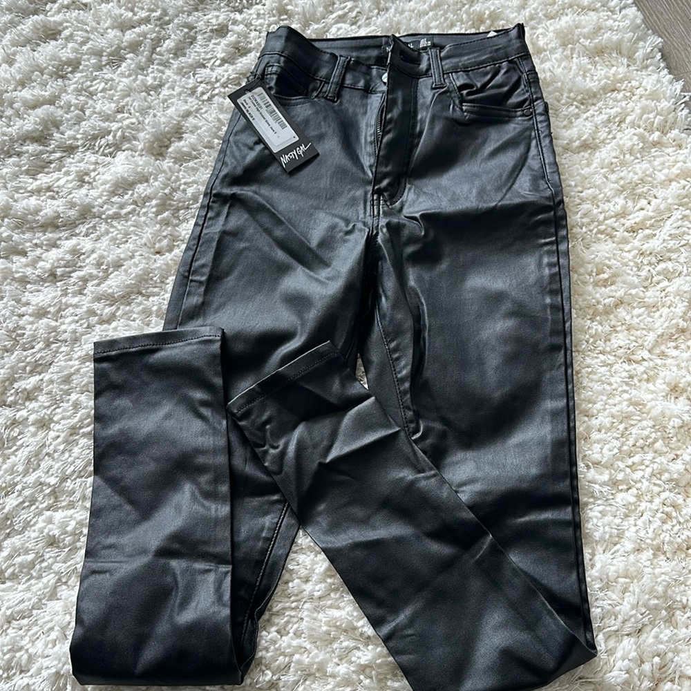 Nasty Gal Faux Leather Skinny Jeans